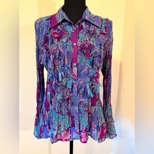 Notations Ruffled Long Sleeve Blouse